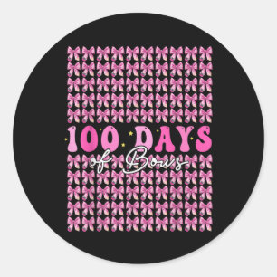 100 Days Of Bows Coquette 100th Day Of School Classic Round Sticker
