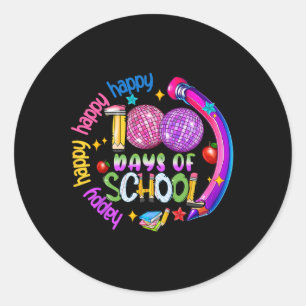 100 Days Of Brains And Bows Pink Coquette Pencil G Classic Round Sticker