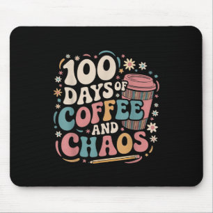 100 Days Of Coffee Chaos Shirt 100th Day Of Mouse Pad