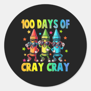100 Days Of Cray-cray Dancing Pencil 100th Day Of Classic Round Sticker