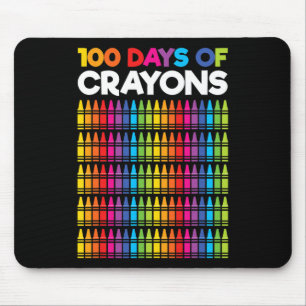 100 Days Of Crayons For Girls Kids 100th Day Of Sc Mouse Pad