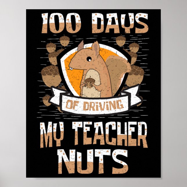 100 Days Of Driving My Teacher Nuts 100th Day Gift Poster (Front)