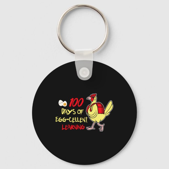 100 Days Of Egg-Cellent Learning Funny Chicken Key Ring (Front)