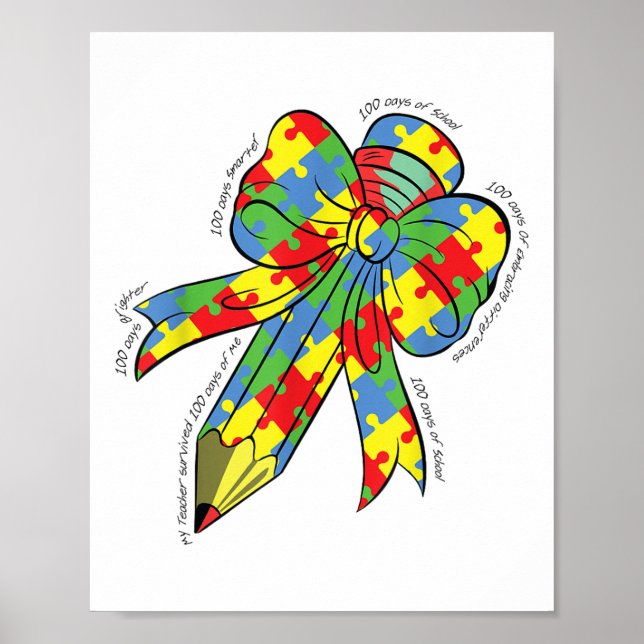 100 Days Of Embracing Autism 100th Day School Poster (Front)