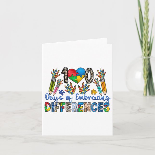 100 Days Of Embracing Differences Autism 100th Card (Front)
