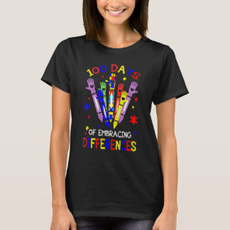 100 Days Of Embracing Differences Autism 100th Day T-Shirt
