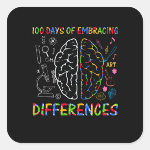 100 Days Of Embracing Differences Autism Awareness Square Sticker