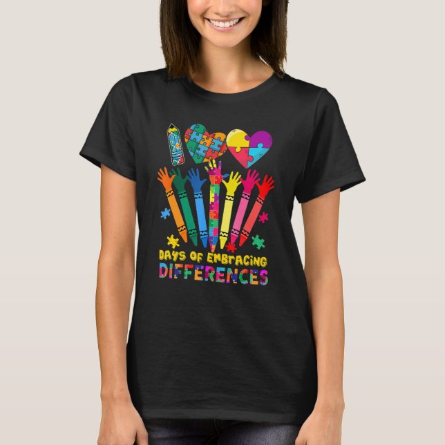 100 Days Of Embracing Differences Autism Awareness T-Shirt (Front)