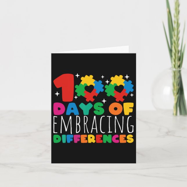 100 Days Of Embracing Differences School Autism Aw Card (Front)