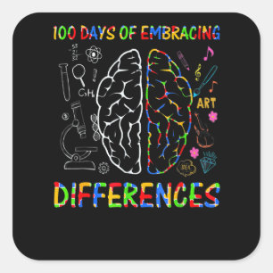 100 Days Of Embracing Differences Sped Teacher Aut Square Sticker