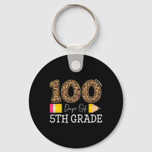 100 Days Of Fifth Grade Leopard Happy 100th Day Of Key Ring