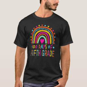 100 Days Of Fifth Grade Leopard Rainbow 100th Day T-Shirt