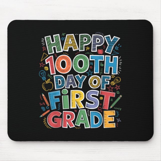 100 Days Of First 1st Grade Teacher Kids 100th Mouse Pad (Front)