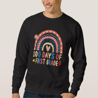 100 Days Of First Grade Leopard Rainbow 100th Day  Sweatshirt