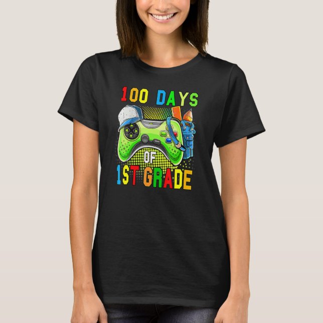 100 Days Of First Grade Level Unlocked 100 Days Of T-Shirt (Front)
