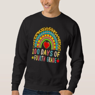 100 Days Of Fourth Grade Leopard Rainbow 100th Day Sweatshirt