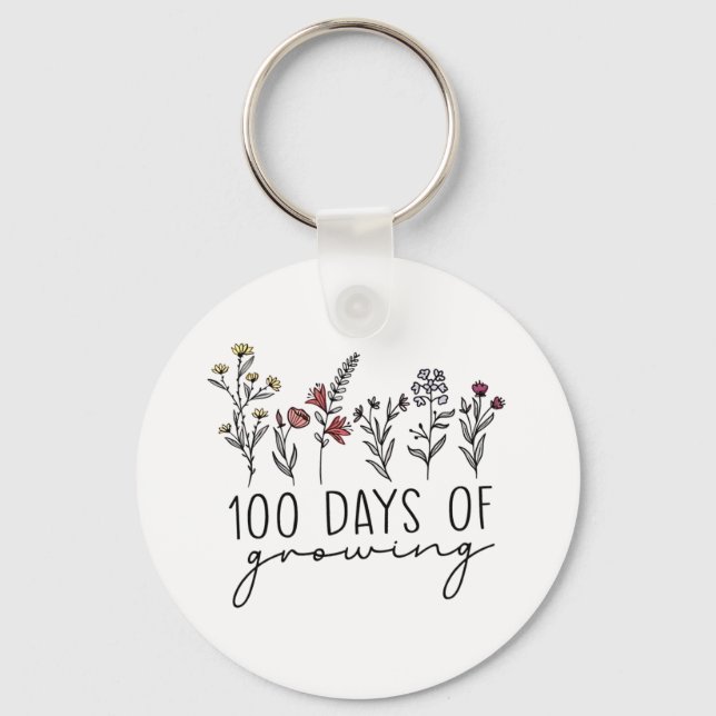 100 Days of Growing Gerdening Plants School  Key Ring (Front)