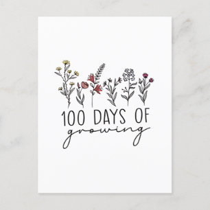 100 Days of Growing Gerdening Plants School Postcard