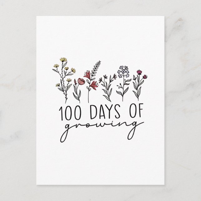 100 Days of Growing Gerdening Plants School  Postcard (Front)