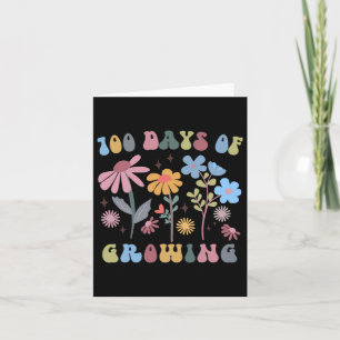 100 Days Of Growing Retro Boho Flower 100th Day Of Card