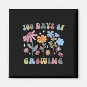 100 Days Of Growing Retro Boho Flower 100th Day Of Magnet