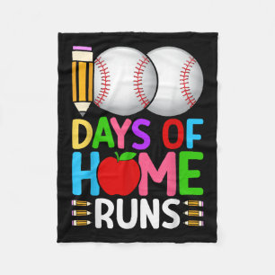 100 Days Of Home Runs Baseball 100th Day Of Fleece Blanket