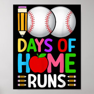100 Days Of Home Runs Baseball 100th Day Of Poster