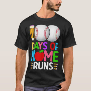 100 Days Of Home Runs Baseball 100th Day Of T-Shirt