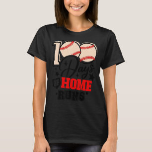 100 Days Of Home Runs Baseball Player Student Coac T-Shirt