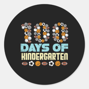 100 Days Of Kindergarten Balls 100th Day School Sp Classic Round Sticker