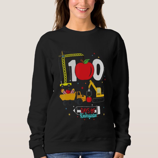 100 Days Of Kindergarten Construction  Student Tea Sweatshirt (Front)