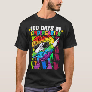 100 Days Of Kindergarten Dabbing Colourful Fidget T-Shirt