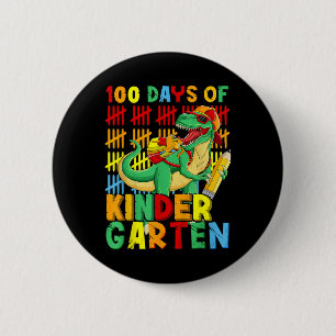 100 Days Of Kindergarten Dinosaur 100th Day Of 6 Cm Round Badge