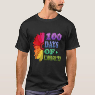 100 Days Of Kindergarten Floral Teacher 100 Days S T-Shirt
