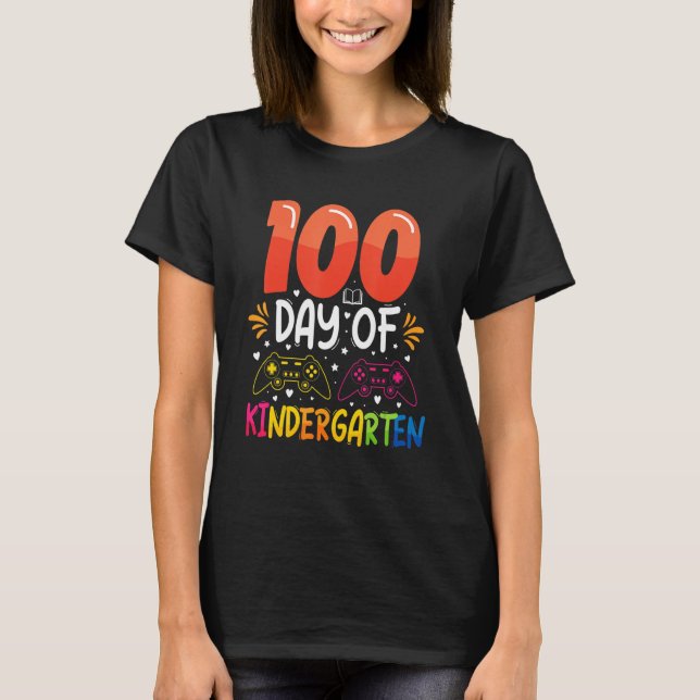 100 Days Of Kindergarten Gamer  100 Days Of School T-Shirt (Front)