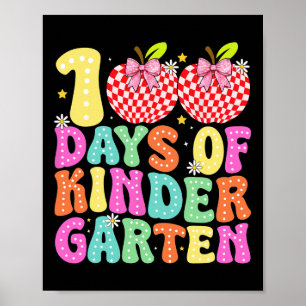100 Days Of Kindergarten Girls 100th Day Of School Poster