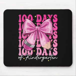 100 Days Of Kindergarten Girls Bow 100th Day Mouse Pad