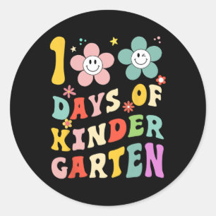 100 Days Of Kindergarten Groovy 100th Day School T Classic Round Sticker