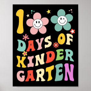 100 Days Of Kindergarten Groovy 100th Day School T Poster