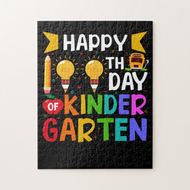 100 Days Of Kindergarten Happy 100th Day Of School Jigsaw Puzzle (Vertical)