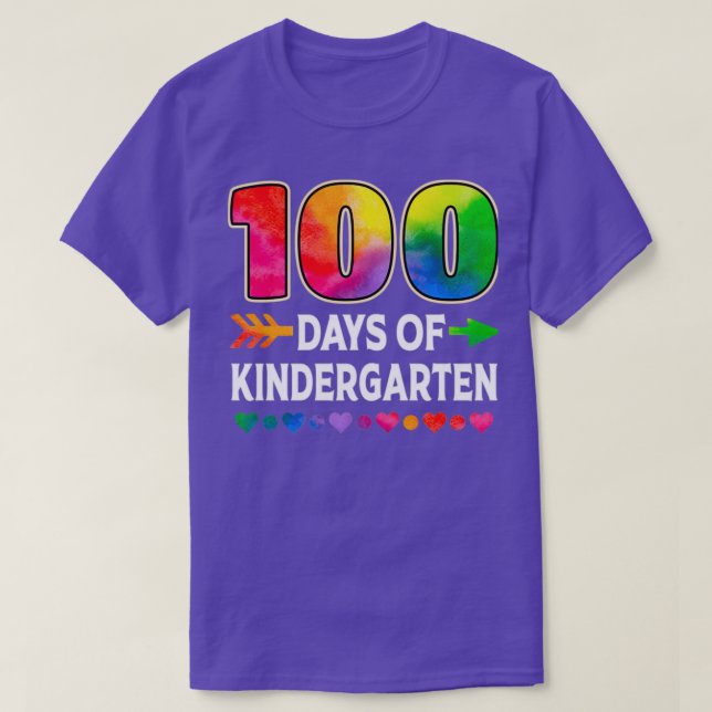 100 Days Of Kindergarten Heart Tie Dye 100Th Day O T-Shirt (Design Front)