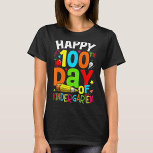 100 Days Of Kindergarten Kids Cute Happy 100th Day T-Shirt