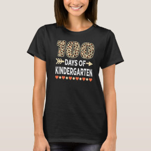100 days of Kindergarten Leopard 100th day of Scho T-Shirt