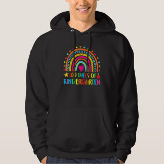 100 Days Of Kindergarten Leopard Rainbow 100th Day Hoodie