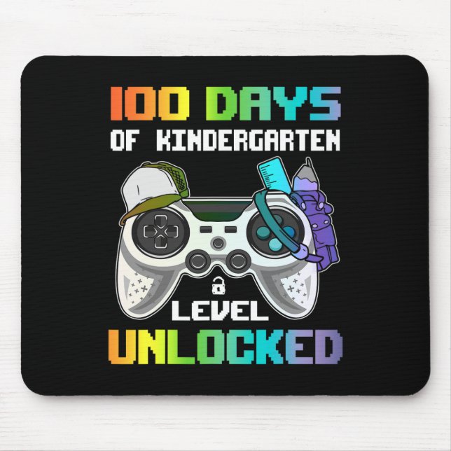 100 Days Of Kindergarten Level Unlocked Gamer Vide Mouse Pad (Front)