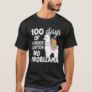 100 Days Of Kindergarten Llama Teachers Students T-Shirt