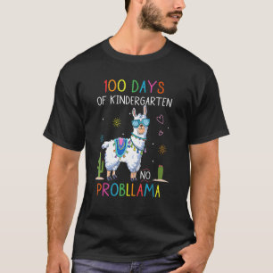 100 Days Of Kindergarten No Probllama Funny Llama T-Shirt