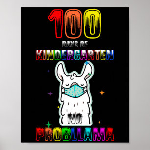 100 Days of Kindergarten No Probllama Llama Poster