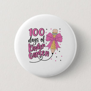 100 Days Of Kindergarten School Girls Coquette 6 Cm Round Badge