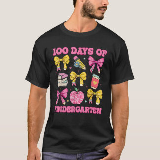 100 Days Of Kindergarten School Girls Coquette Bow T-Shirt